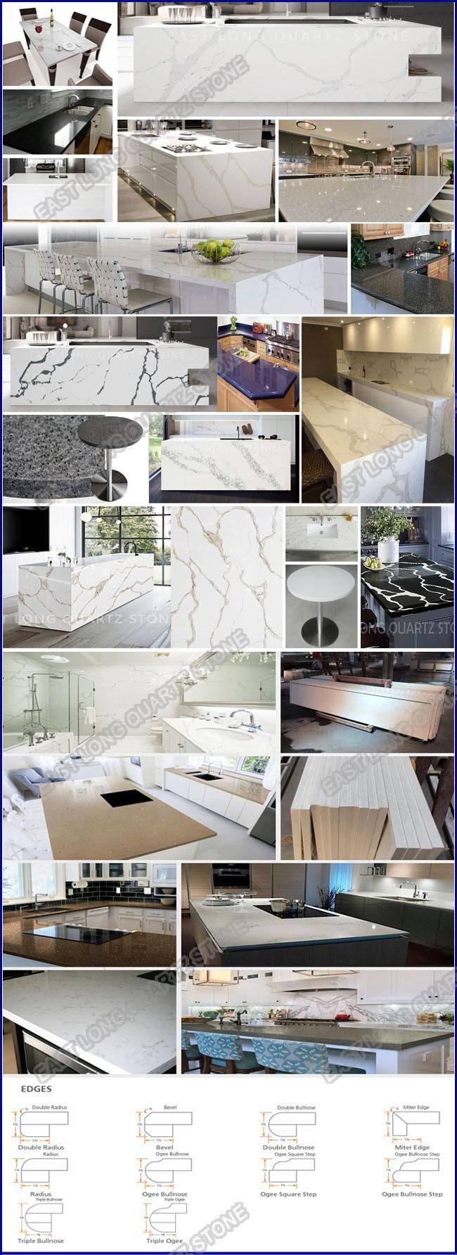 Quartz Stone Kitchen Countertop for Home Decoration with SGS Report (Calacatta)