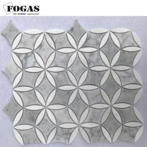 Flower Geo Marble Backsplash Carrara White Stone Mosaic