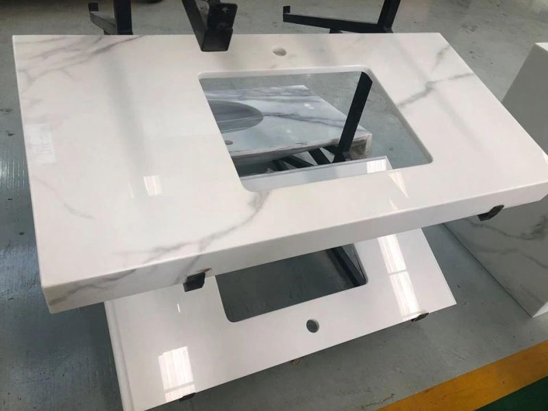 Artificial Stone Calacatta White Grey Veins Nano Crystallized Glass Stone Slab with Good Price