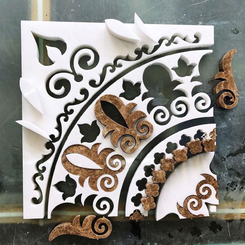 Luxury Water Jet Marble Inlay Flooring Patterns Marble Floor Medallion for Majlis Men Sitting Room Floor Decoration