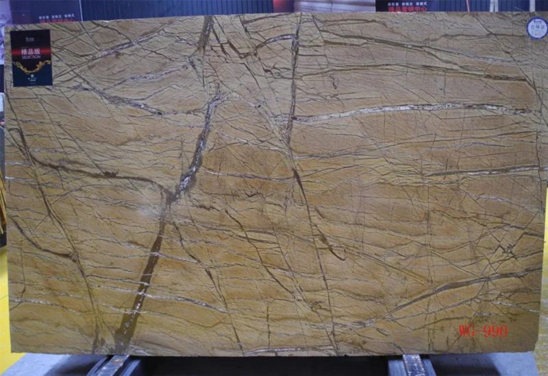 Rainforest Brown Polished Marble Slabs for Interior Flooring Wall Decoration