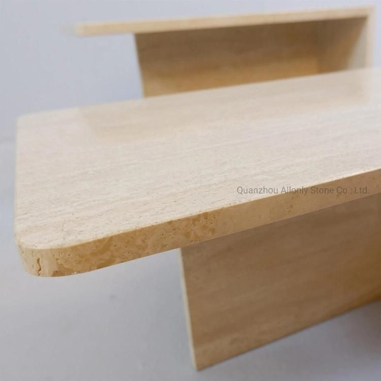Natural Travertine Marble Stone Side Table for Bathroom Living Furniture