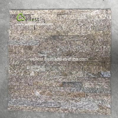 Yellow Tiger Skin Glued Quartzite Wall Panel for Cladding Stone