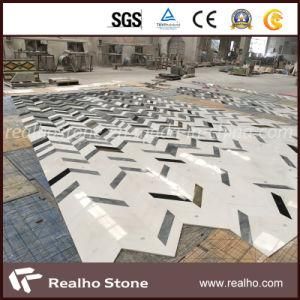 Nature Waterjet White/Grey/Black Colors Marble for Custom Patter Floor Project Design