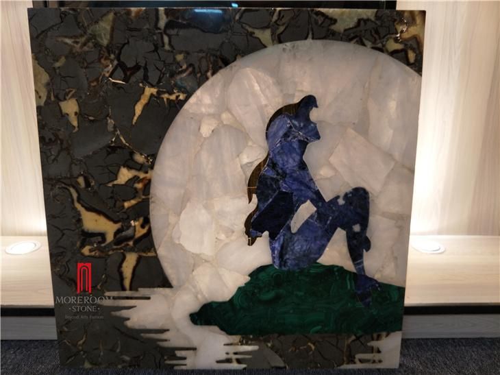 Backlit Luxury Semi Precious Translucent Art Stone Decoration Design