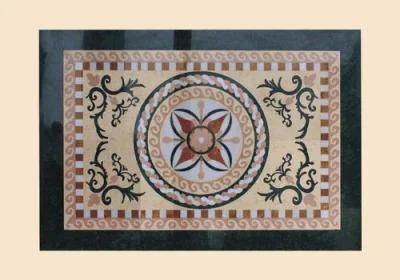 Black &amp; Brown Pattern Waterjet Marble Medallion