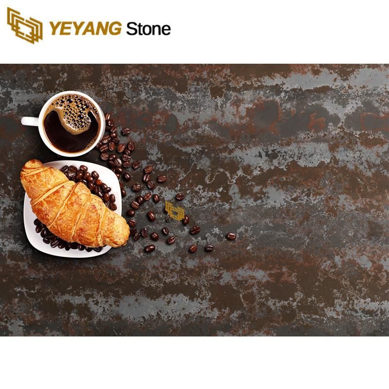 Black/Brown Artificial Quartz Slab for Kitchen Island/Benchtops/Backsplash/Countertops Quartz Slabs Supplier