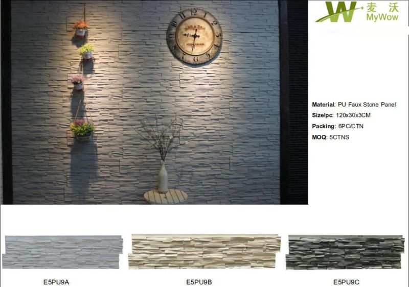 Interior & Exterior Decoration Polyurethane Faux Stone PU 3D Wall Panel