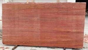 Polished Red Travertine Vein Cut