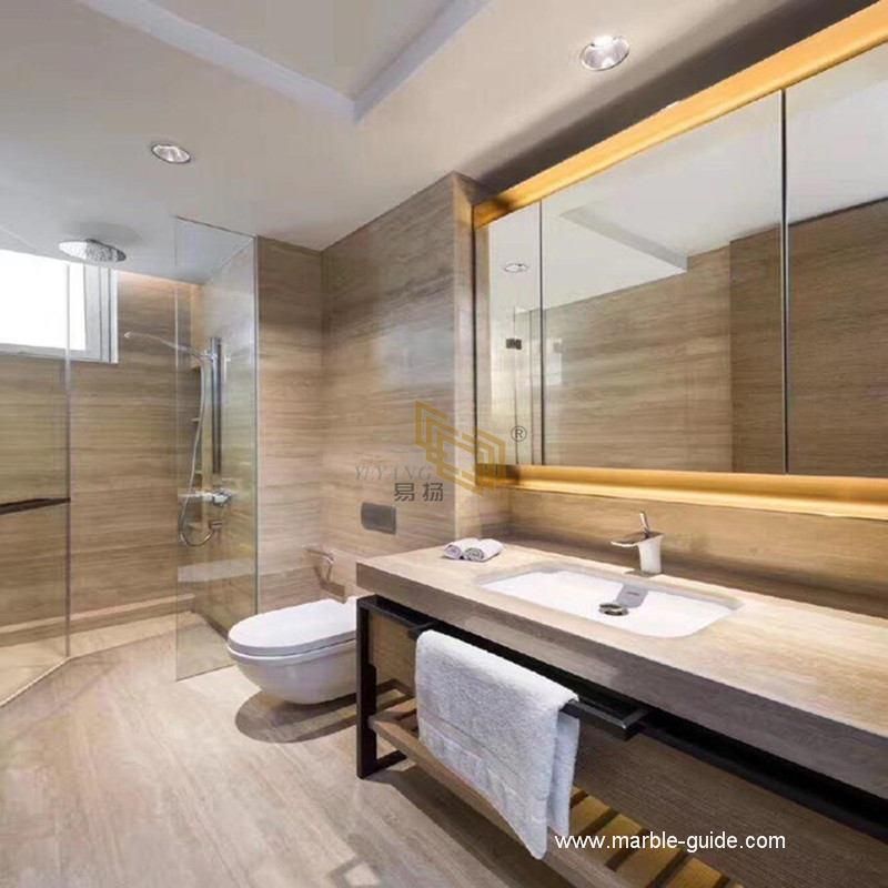 Natural Travertine Beige/Cream Marble Tiles for Bathroom Floor/Wall