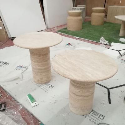 Natural Stone Polished Turkish Travertine Marble Room Dining Table for Home Furniture