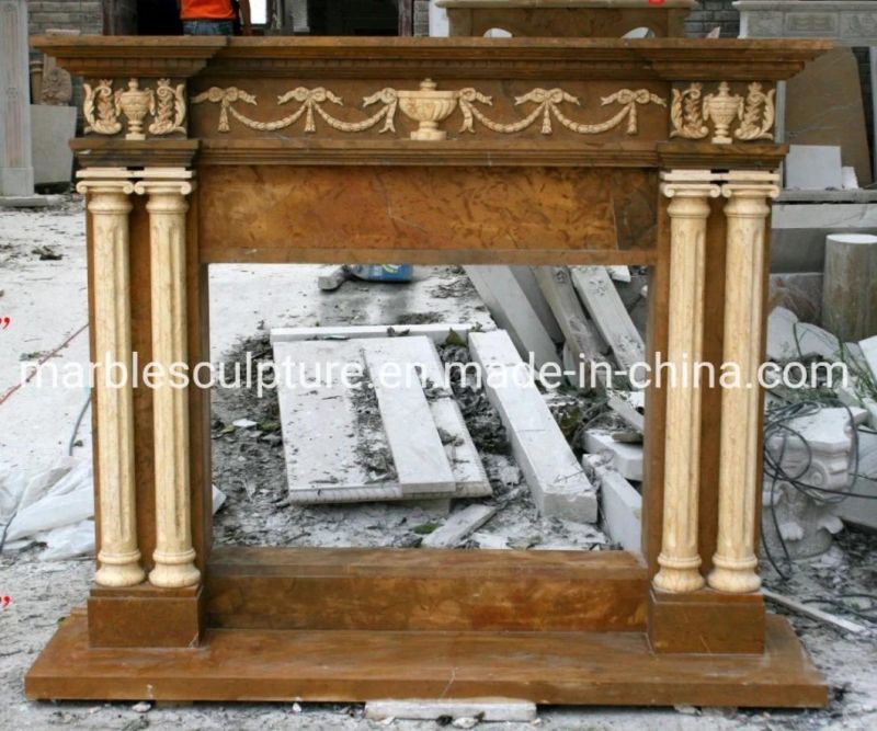 Wholesale Natural Stone Carved Marble Stone Fireplace (SYMF-194)