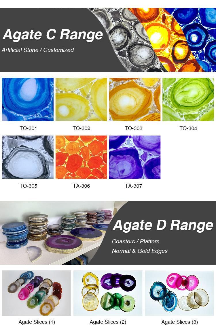 Yellow Agate Stone Tile Translucent Semi Precious Stone Agate Slices for Wall Decor Agate Coaster