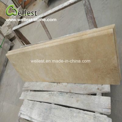 Tumbled Finish Golden Travertine Pool Paver, Swimming Pool Coping Stone