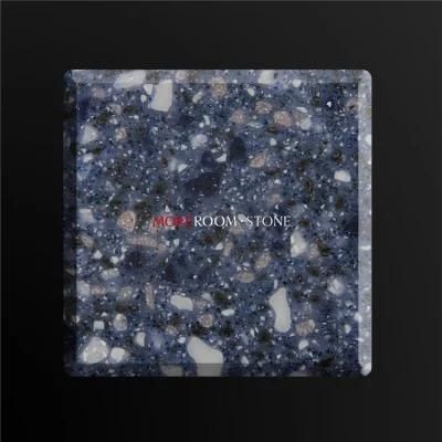 Foshan Factory Big Chips Blue White Grey Beige Corians Pure Modified Acrylic Solid Surface Sheet