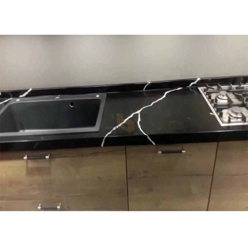Black Quartz Stone Slabs for Countertops Customized Stone Supplier