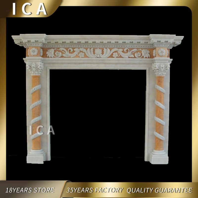 Indoor Mix Color Marble Fireplace Mantel for Decoration