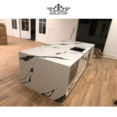 Artificial Stone Polished Factory Price Black Veins Calacatta White Stone Slab Quartz Floor/Cabinet/Wall Tiles/Vanity/Countertop