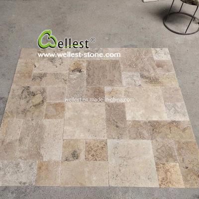 Mixed Color French Pattern Travertine Paver for Indoor and Outdoor