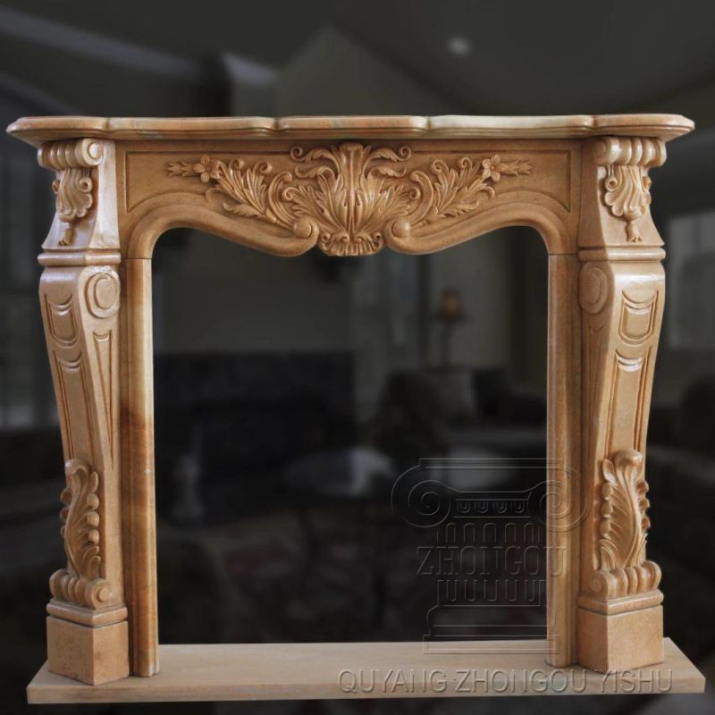 Hand Carving White Marble Fireplace for Home Decoration