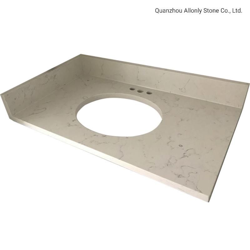 Custom Made Carrara White Solid Corian Surface Bathroom Countertop