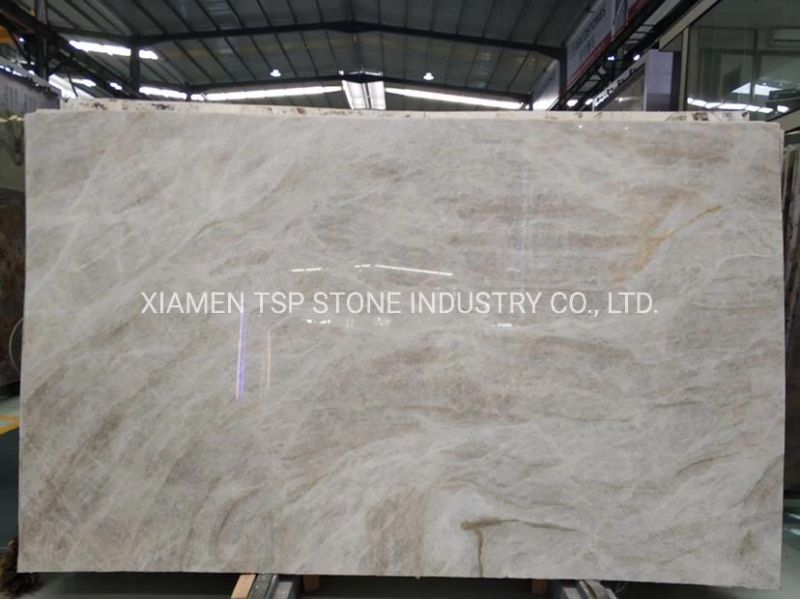 Simple Elegant Taj Mahal Quartzite Madre Perla White Slab for Countertop and Flooring Tile