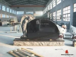 Black Granite Headstone/Monument with Leaning Angel