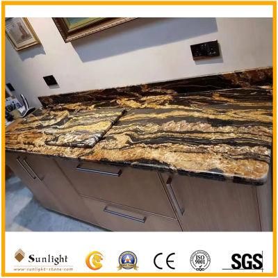 Hotel Bathroom Black Luxury Gold Granite Bathroom Top Vanity Countertop Counter Top