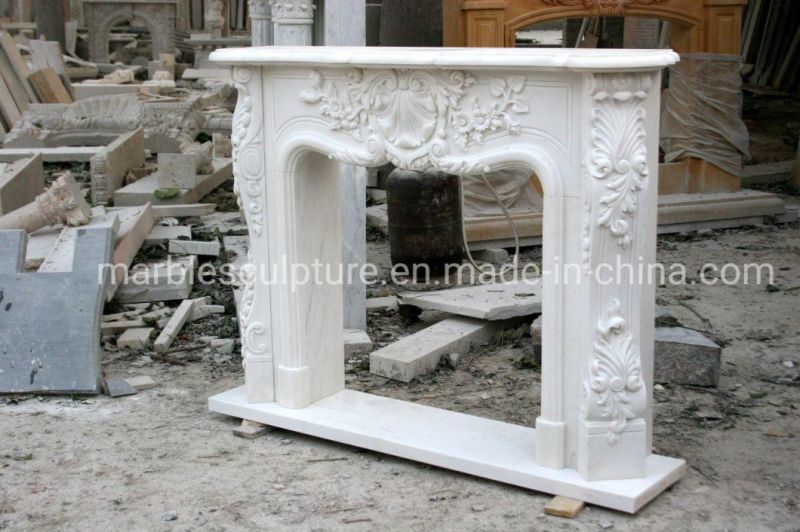 Natural Stone Carving White Marble Fireplace Mantel (SY-MF308)