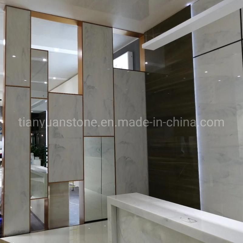 Artificial Marble Pure White Nano Glass 12mm Thickness Stairs
