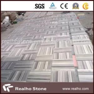 Booth Matched Equator White Marble Tiles with Grey Straight Veins