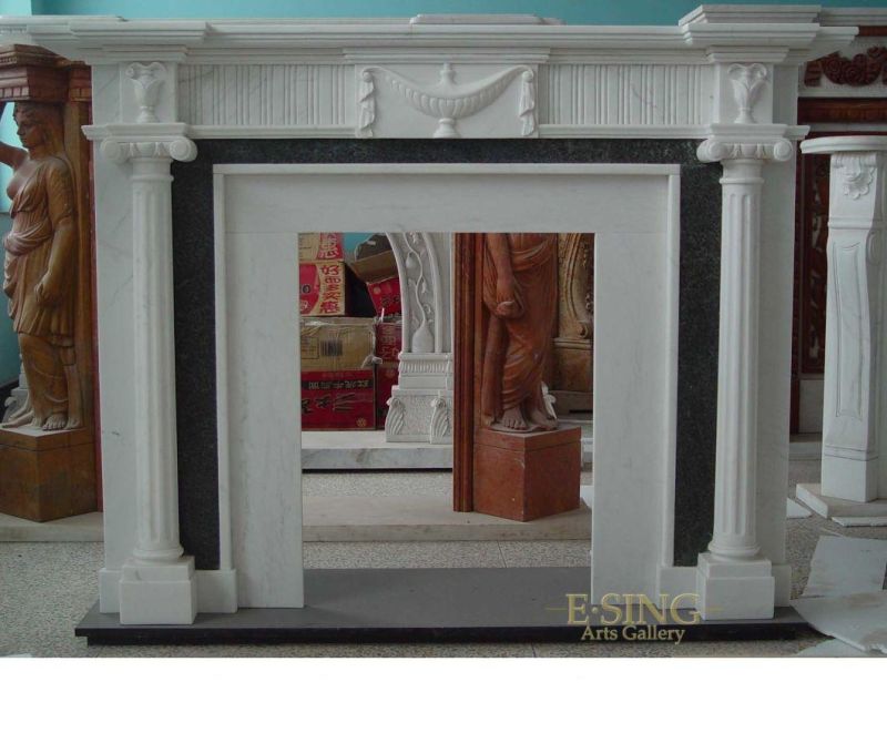Hand Carved Natural Stone Life Size Marble Fireplace Mantel