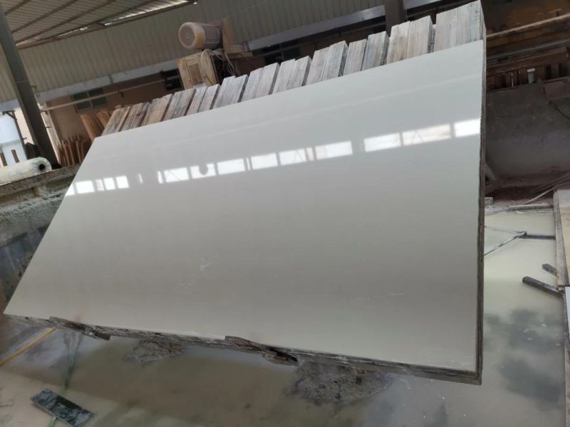 China Manufacturer of Artificial Pure White Plain Marble Stone Slabs