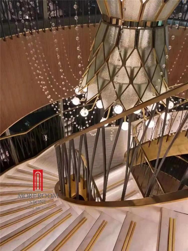 Custom Stairs Tiles Marble Sintered Stone Composite Aluminum Honeycomb Spiral Staircase