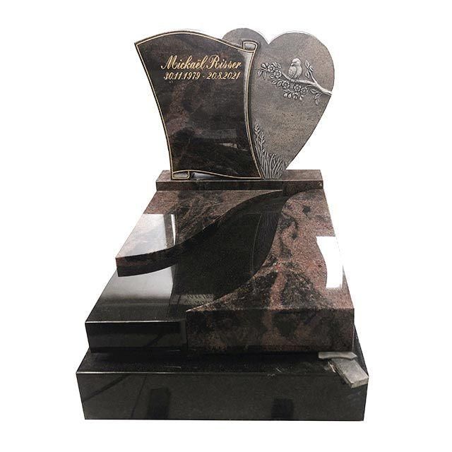 French Style Dark Red Granite Memorial Monuments with Engraving Carvings
