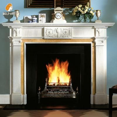 Classic Natural Stone British Modern White Marble Fireplace Surround Mantle