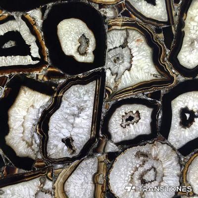 Interior Material Translucent Polished Black Agate Wall Panel