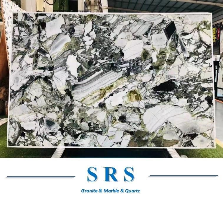 China Ice Green Black/Green/White Metamorphic Conglomerate Disorderly Lines Marble for Interior Decoration/ Component/Lavabo
