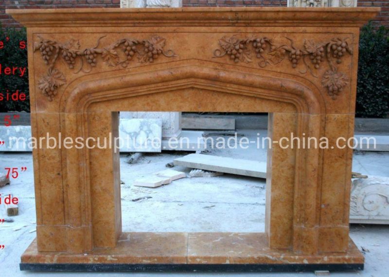 Simple Design Yellow Marble Stone Fireplace for Home Decoration (SYMF-251)
