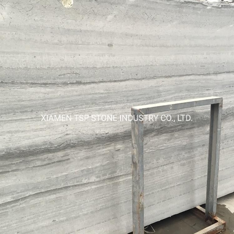 Chinese White Blue Grey Wooden Vein Wood Grain Marble Slab Tile