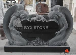 Granite Tombstone / Monument of Double Angel with Double Heart