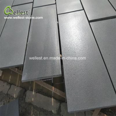 Hainan Black Basalt Tile Leather Finish Lava Stone for Floor and Wall Tile