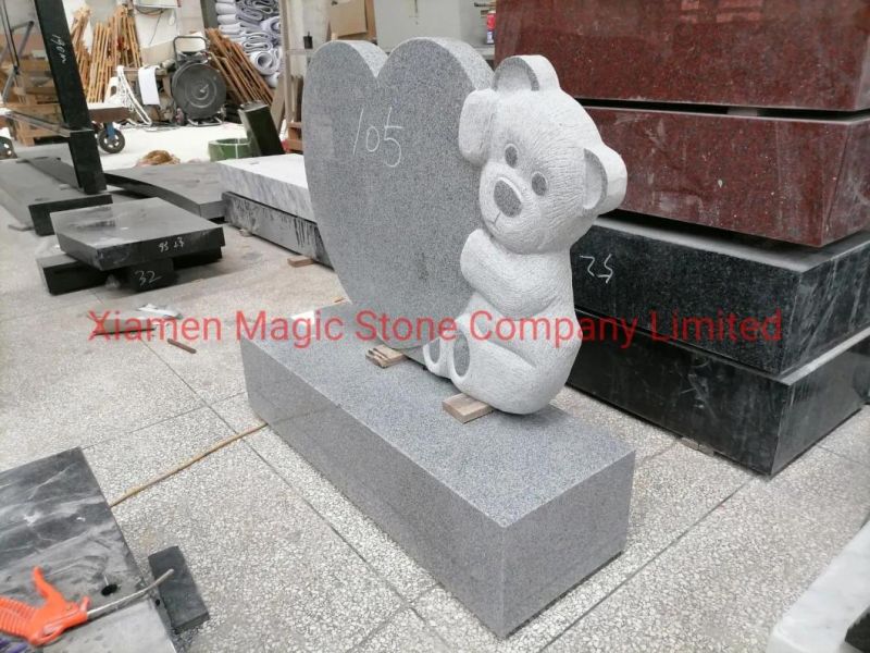 Wholesale Low Price Grey Granite Bear Headstone for Cemetery