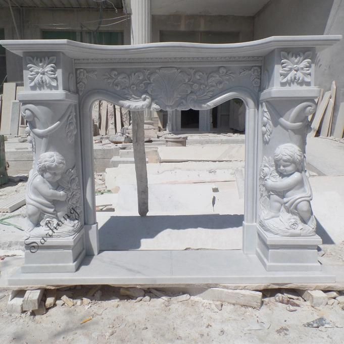 Custom Design Antique Marble Fireplace Mantel