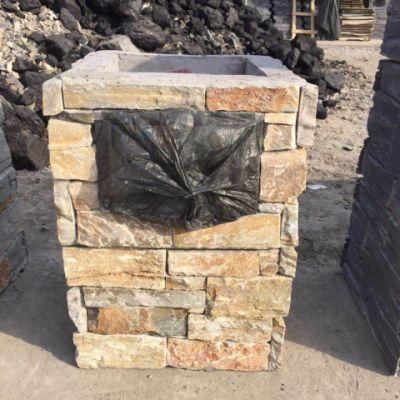 Slate Stacked Stone Column, Mail Post Stone, Entrance Column Stone