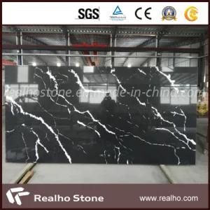 Polished Artificial Black Veins Quartz Slab