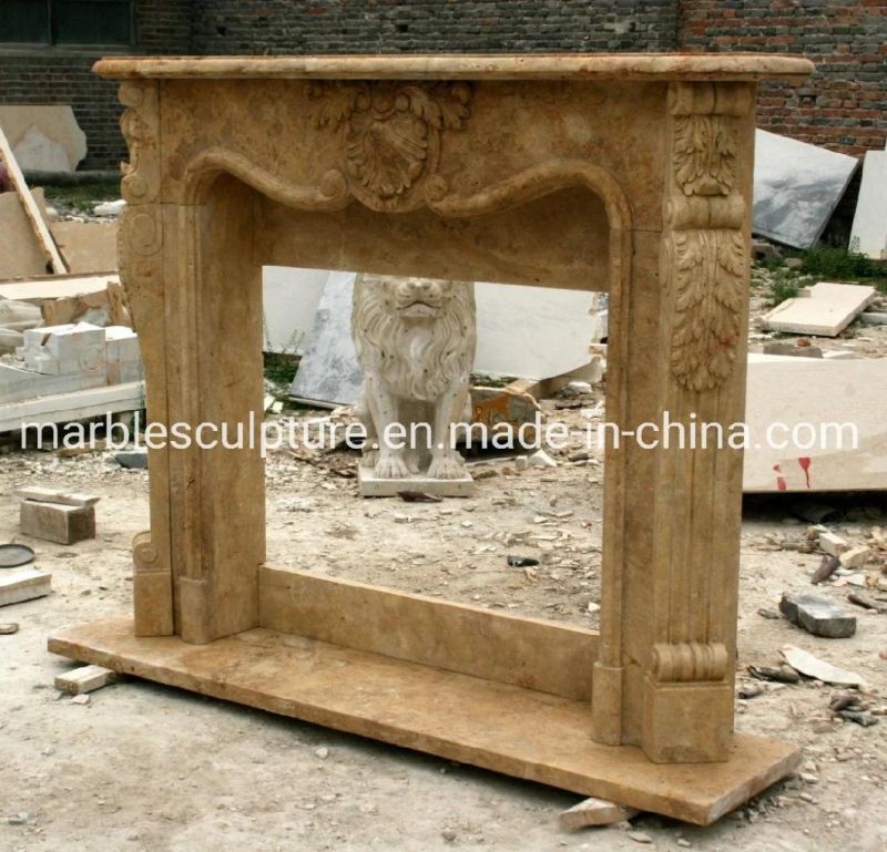 European Style Flower Carved Marble Fireplace for Sale (SYMF-126)