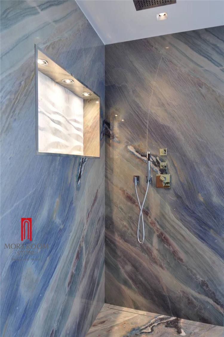 Light Blue Marble Slab Block for Bathroom Wall Decor