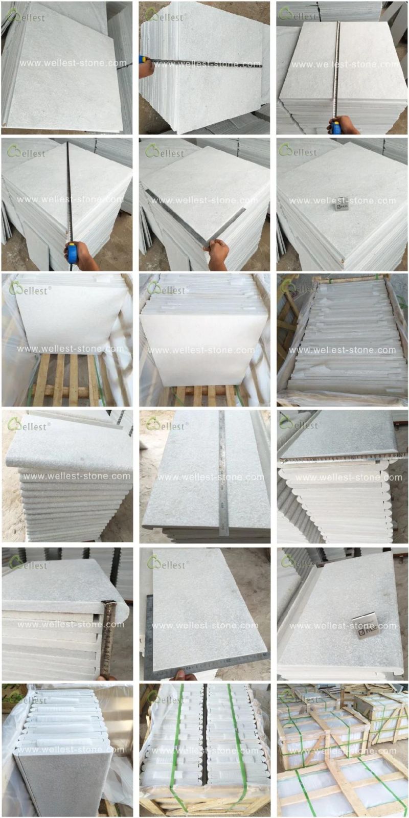 Wellest Pure White Quartzite Tile Flooring Tile Flamed Finish Building Material