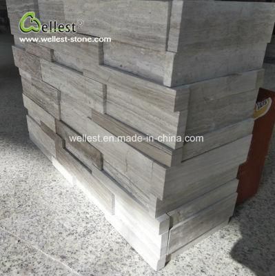 White Wood Marble Retaining Wall Corner Stone Ledge Stone for Feature Wall Natural Split